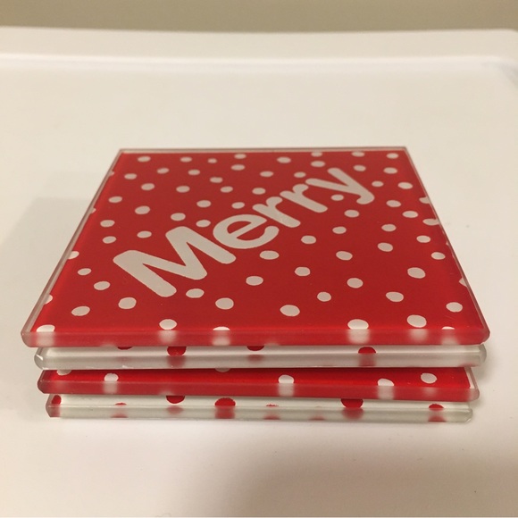 Glass Christmas Coasters - set of 4, Holiday, Unique Gift, Joy Cheers Jingle - Picture 4 of 14